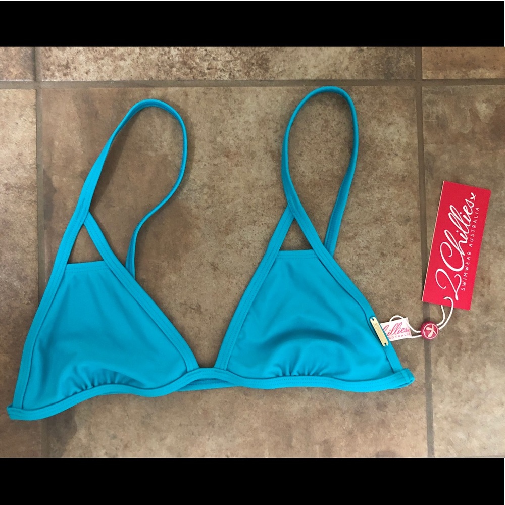 2Chillies Teal Blue Bikini Top - NWT
